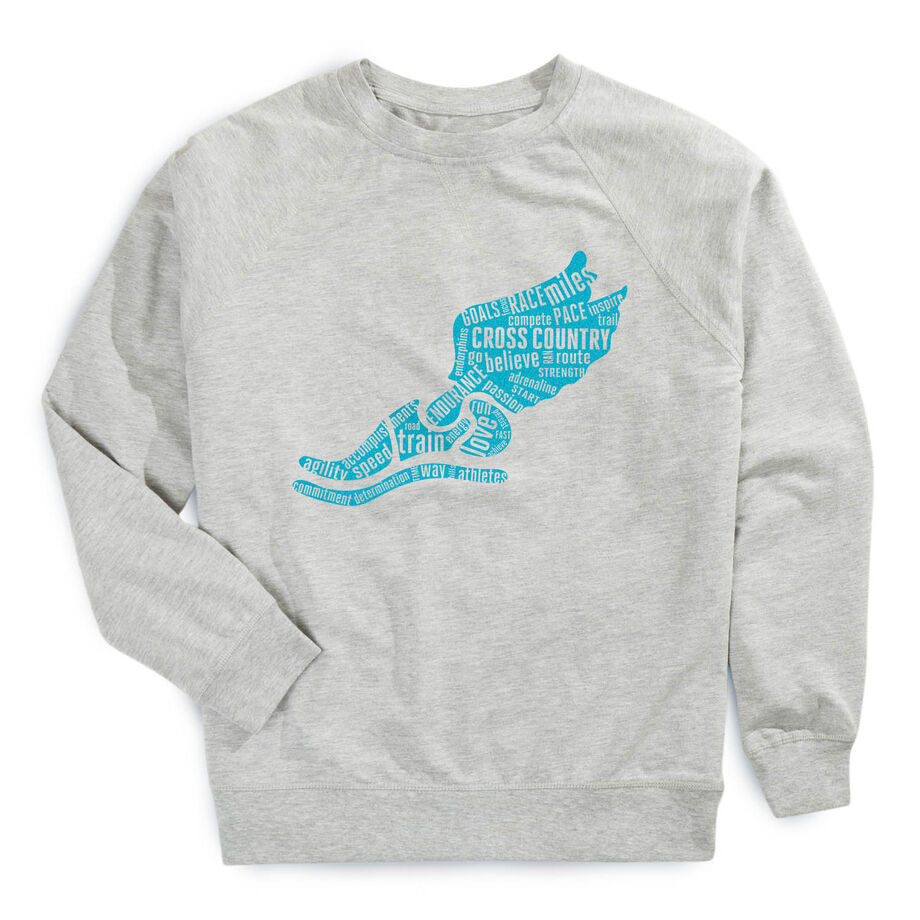 Cross Country Raglan Crew Neck Pullover - Winged Foot Inspirational Words