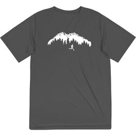 Men's Running Short Sleeve Tech Tee - Trail Runner in the Mountains [Adult X-Large/Graphite] - SS