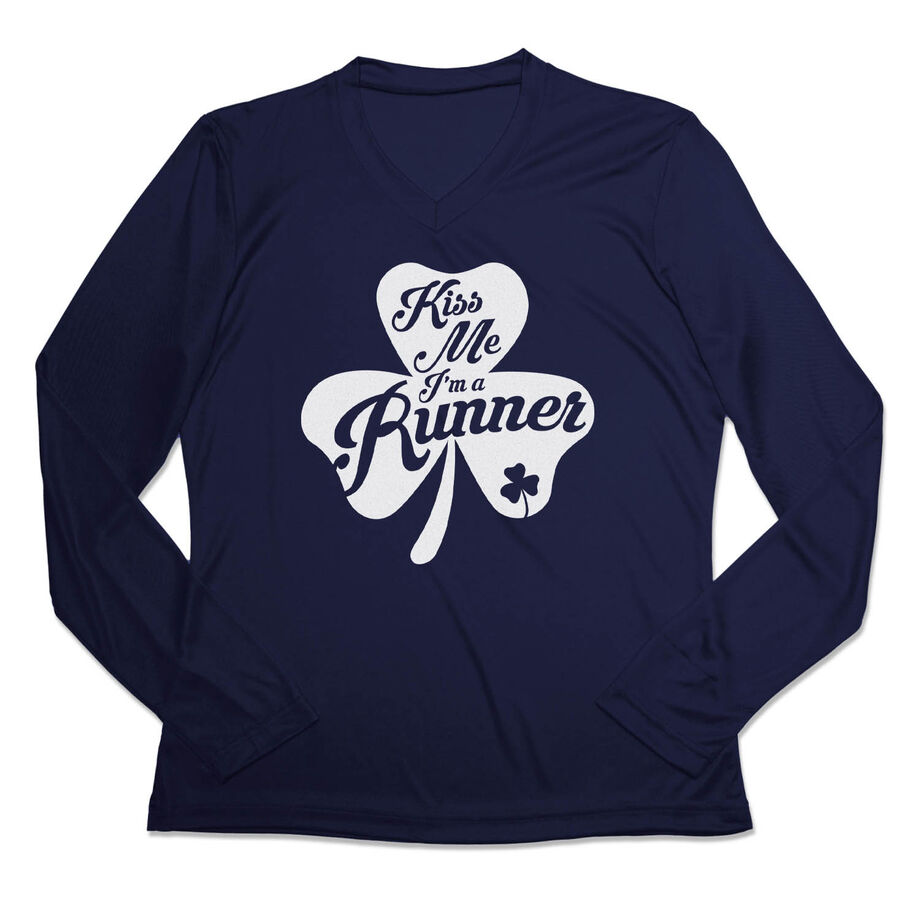 Women's Long Sleeve Tech Tee - Kiss A Lucky Runner