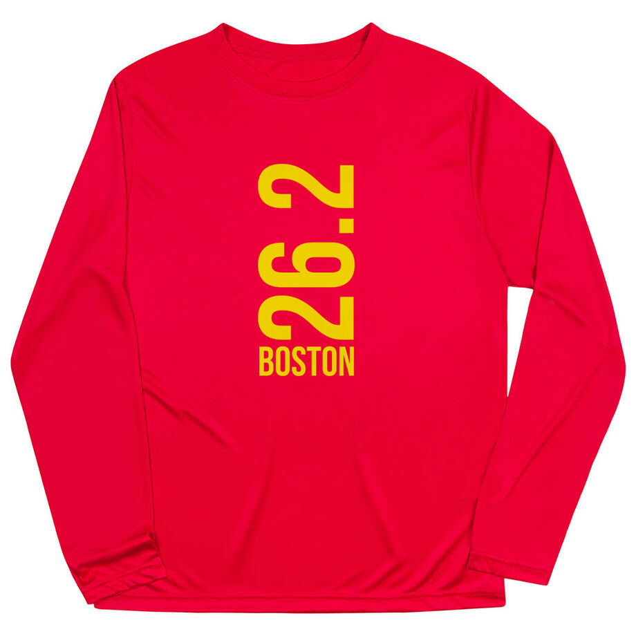 Men's Running Long Sleeve Tech Tee - Boston 26.2 Vertical