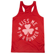 Women's Racerback Performance Tank Top - Kiss Me I am a Runner Shamrock