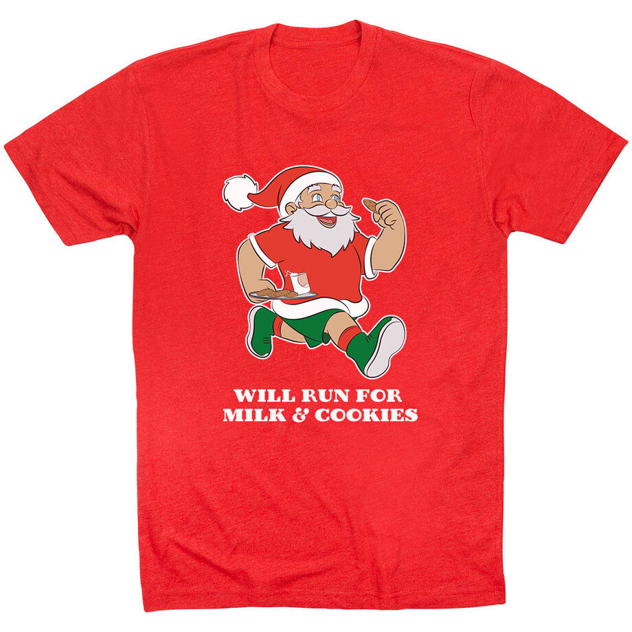 Running Short Sleeve T-Shirt - Will Run for Milk and Cookies