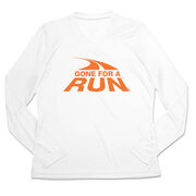Women's Long Sleeve Tech Tee - Gone For A Run&reg; Logo (Orange)