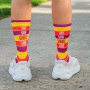Running Woven Mid-Calf Socks - Run Now Gobble Later (Yellow/Orange/Brown)
