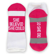 Socrates&reg; Woven Performance Socks She Believed She Could (Fuchsia)