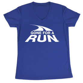 Women's Short Sleeve Tech Tee - Gone For a Run White Logo [Royal/Adult Small] -SS
