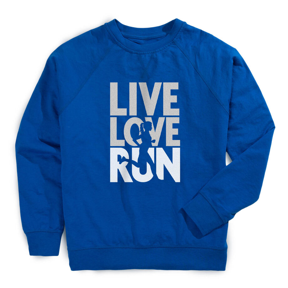 Running Raglan Crew Neck Pullover - Live Love Run Silhouette