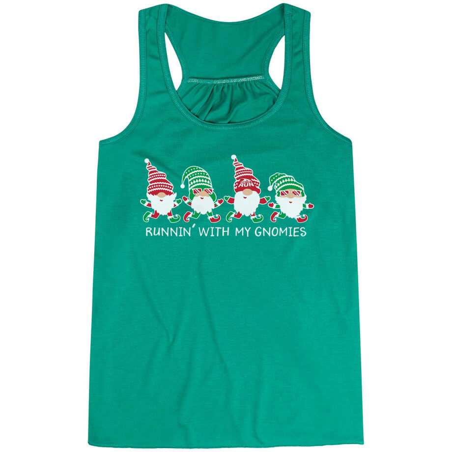 Flowy Racerback Tank Top - Runnin' With My Gnomies - Christmas