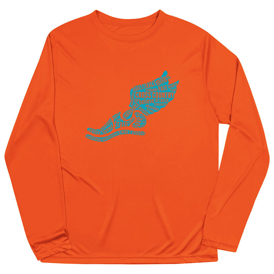 Cross Country Long Sleeve Performance Tee - Winged Foot Inspirational Words