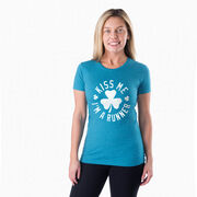 Running Women's Everyday Tee - Kiss Me I am a Runner Shamrock