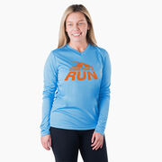 Women's Long Sleeve Tech Tee - Gone For A Run&reg; Logo (Orange)