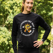 Running Raglan Crew Neck Sweatshirt - Running My Way to a Beautiful Day
