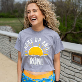 Running Short Sleeve Crop Tee - Wake Up And Run