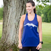 Women's Racerback Performance Tank Top - Trail Runner in the Mountains