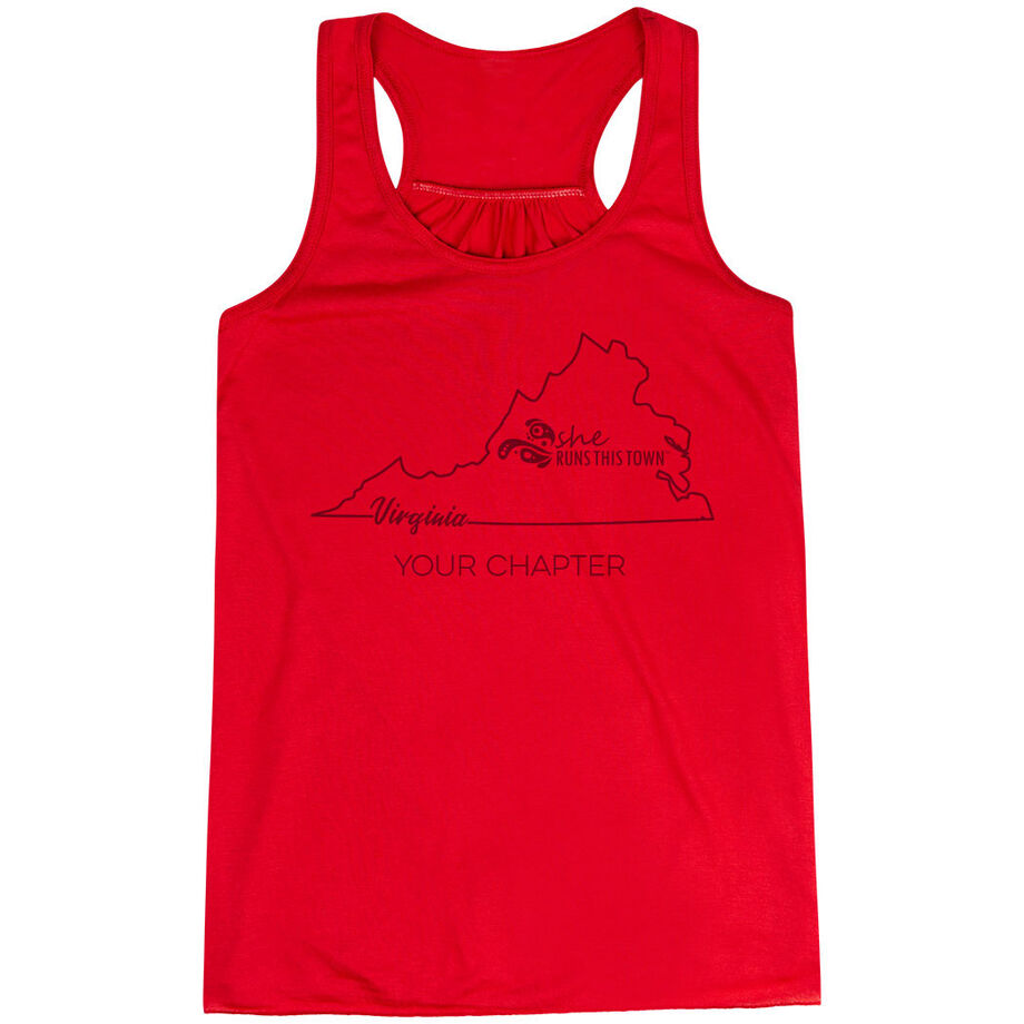 Flowy Racerback Tank Top - She Runs This Town Virginia Runner - Personalization Image