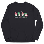 Men's Running Long Sleeve Performance Tee - Runnin' With My Gnomies - Christmas