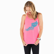 Flowy Racerback Tank Top - Winged Foot Inspirational Words