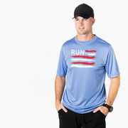 Men's Running Short Sleeve Performance Tee - Run For The Red White and Blue