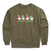 Running Raglan Crew Neck Pullover - Runnin' With My Gnomies