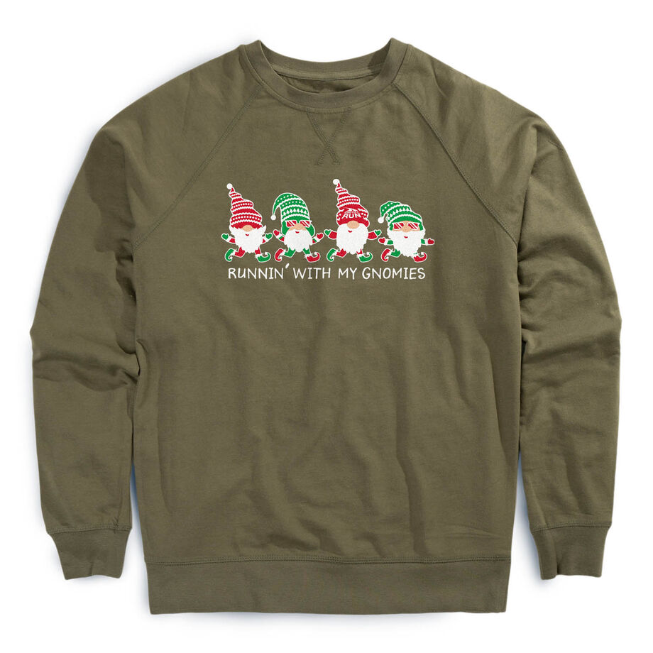 Running Raglan Crew Neck Pullover - Runnin' With My Gnomies