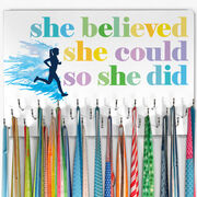 Running Large Hooked on Medals Hanger - She Believed She Could So She Did