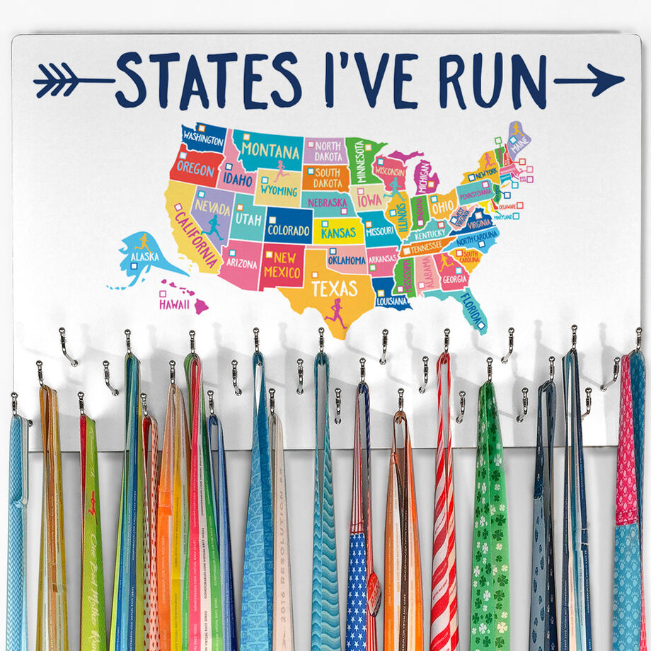 Running Large Hooked on Medals Hanger - States I've Run