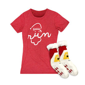 Running Gift Set - Santa (Fitted Tee)