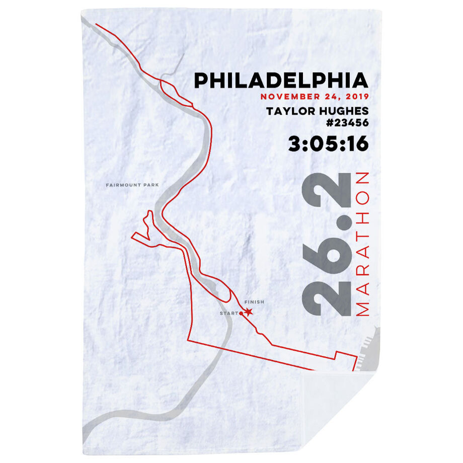 Running Premium Blanket - Philadelphia 26.2 Route - Personalization Image