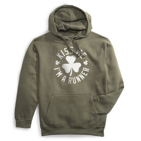 Statement Fleece Hoodie -  Kiss Me I am a Runner Shamrock