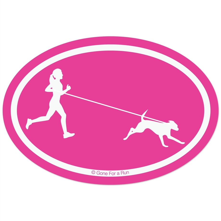 Runner Girl with Dog Decal - Pink