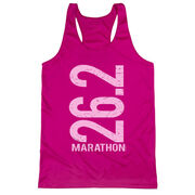 Women's Racerback Performance Tank Top - 26.2 Marathon Vertical