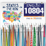 Running Large Hooked on Medals and Bib Hanger - States I've Run