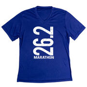 Women's Short Sleeve Tech Tee - 26.2 Marathon Vertical