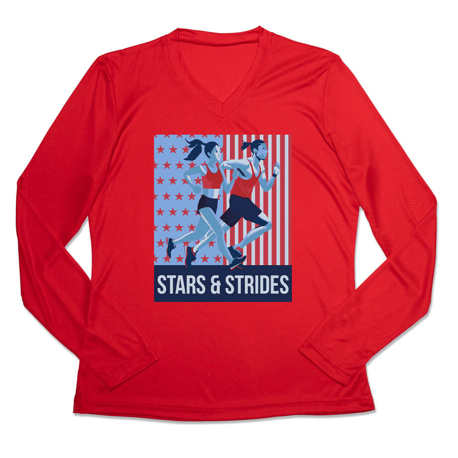 Women's Long Sleeve Tech Tee - Stars and Strides