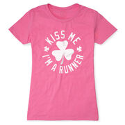 Running Women's Everyday Tee - Kiss Me I am a Runner Shamrock