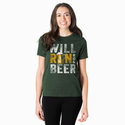 Running Short Sleeve T- Shirt - Will Run For Beer