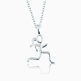 Sterling Silver Stick Figure Runner Necklace