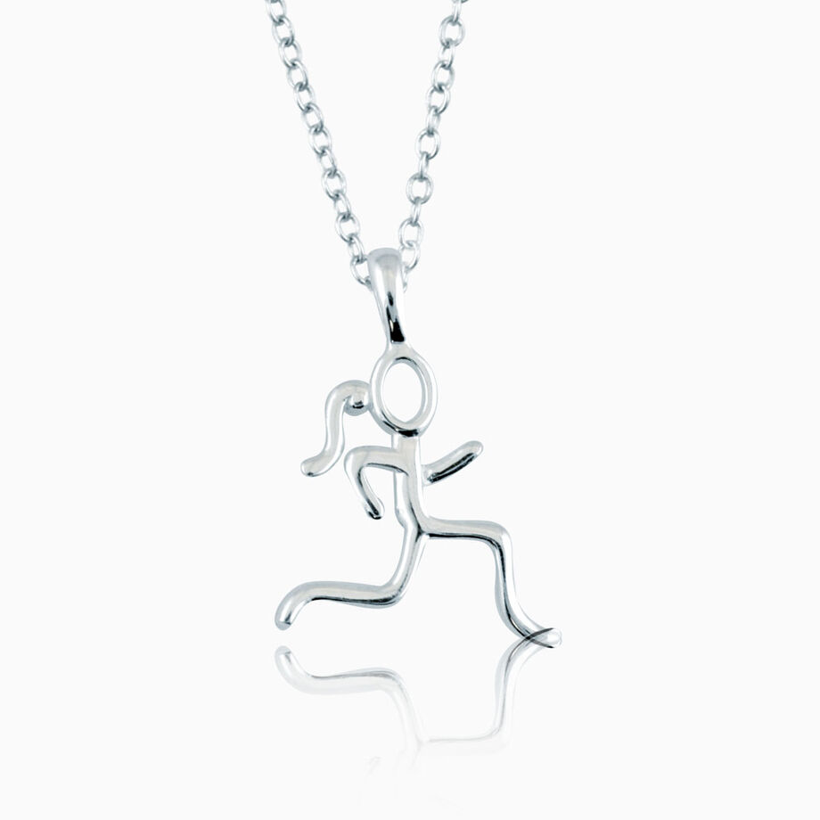 Sterling Silver Stick Figure Runner Necklace