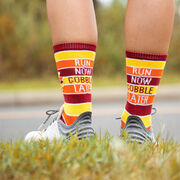 Running Woven Mid-Calf Socks - Run Now Gobble Later (Yellow/Orange/Brown)