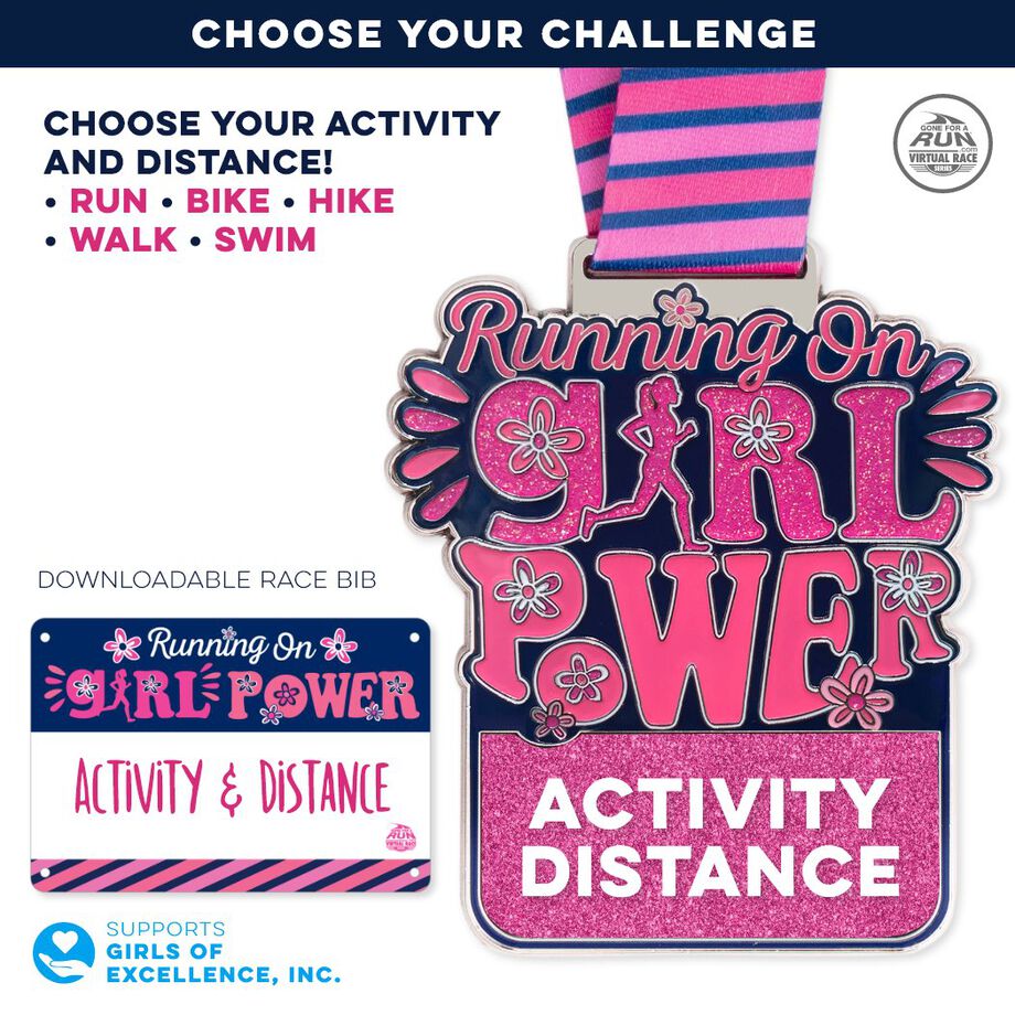Virtual Race - Running on Girl Power Custom Activity & Distance