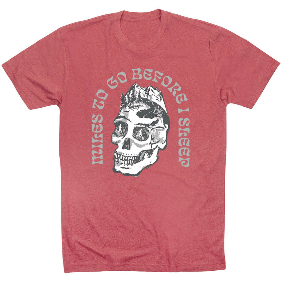 Running Short Sleeve T-Shirt - Miles To Go Before I Sleep - Skull