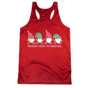 Women's Racerback Performance Tank Top - Runnin' With My Gnomies - Christmas