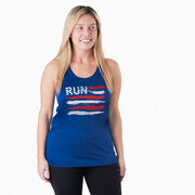 Women's Racerback Performance Tank Top - Run For The Red White and Blue