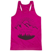 Women's Racerback Performance Tank Top - Life's Short Run Long (Mountains)