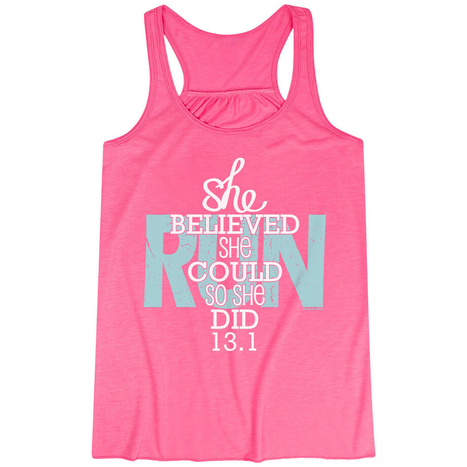 Flowy Racerback Tank Top - She Believed She Could So She Did 13.1