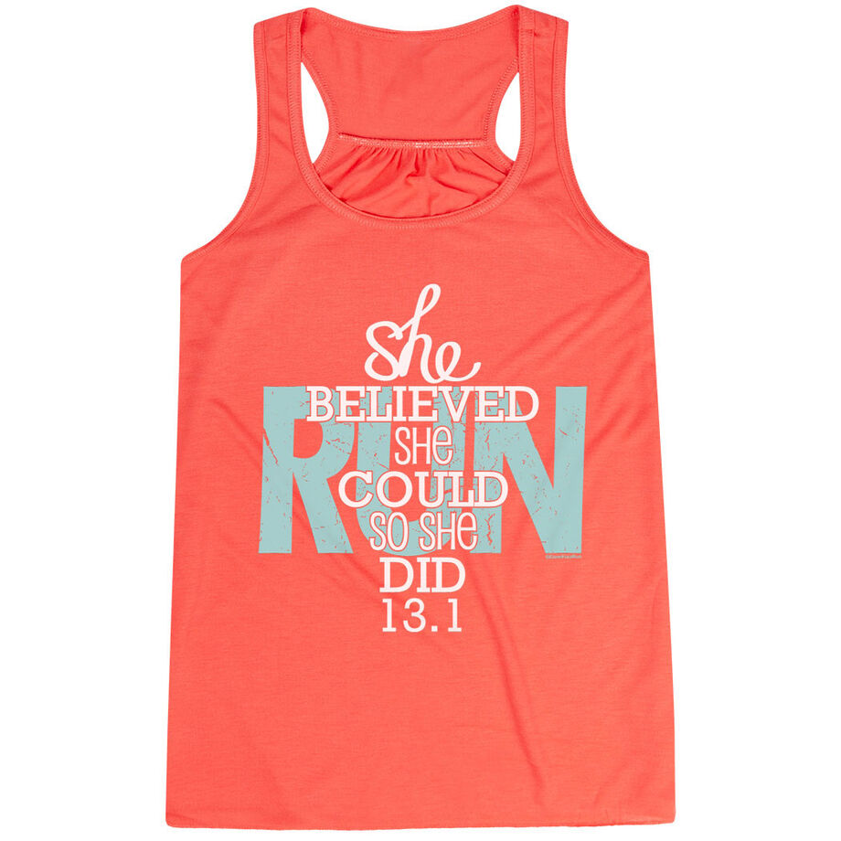 Flowy Racerback Tank Top - She Believed She Could So She Did 13.1