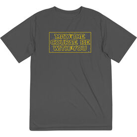 Men's Running Short Sleeve Performance Tee - May the Course Be with You [Adult Small/Graphite] - SS