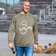 Running Raglan Crew Neck Pullover - Santa Run Face