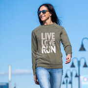 Running Raglan Crew Neck Pullover - Live Love Run Silhouette