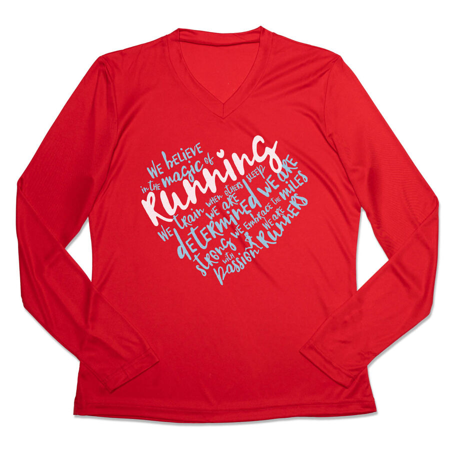 Women's Long Sleeve Tech Tee - Live Love Run Heart